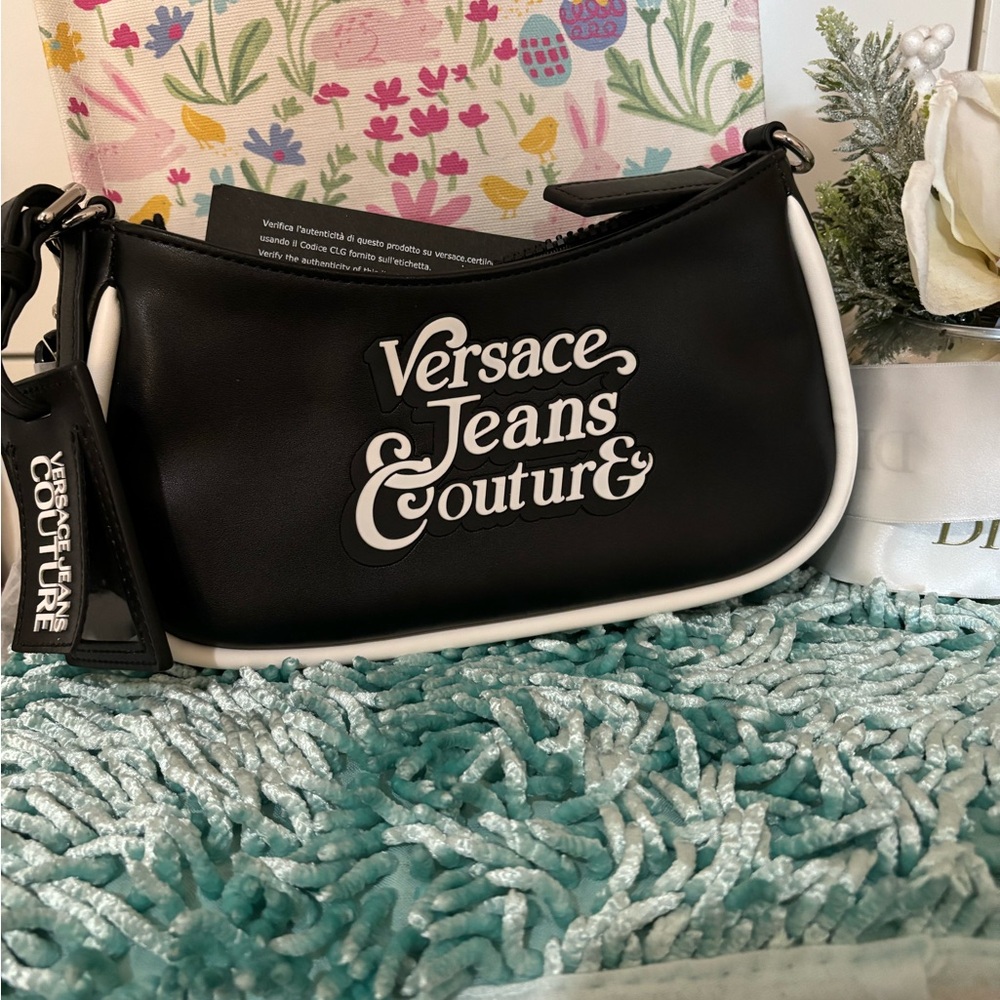 Authentic Versace Jeans Couture Black and White Shoulder Bag
